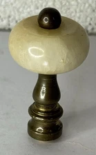 Unique Vintage Brass Table Lamp Finial With Carved Stone Accent 2.25”