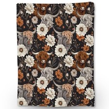 Cute Highland Cow  Floral Blanket - Soft Lightweight 60 50 Inch Highland Cow14