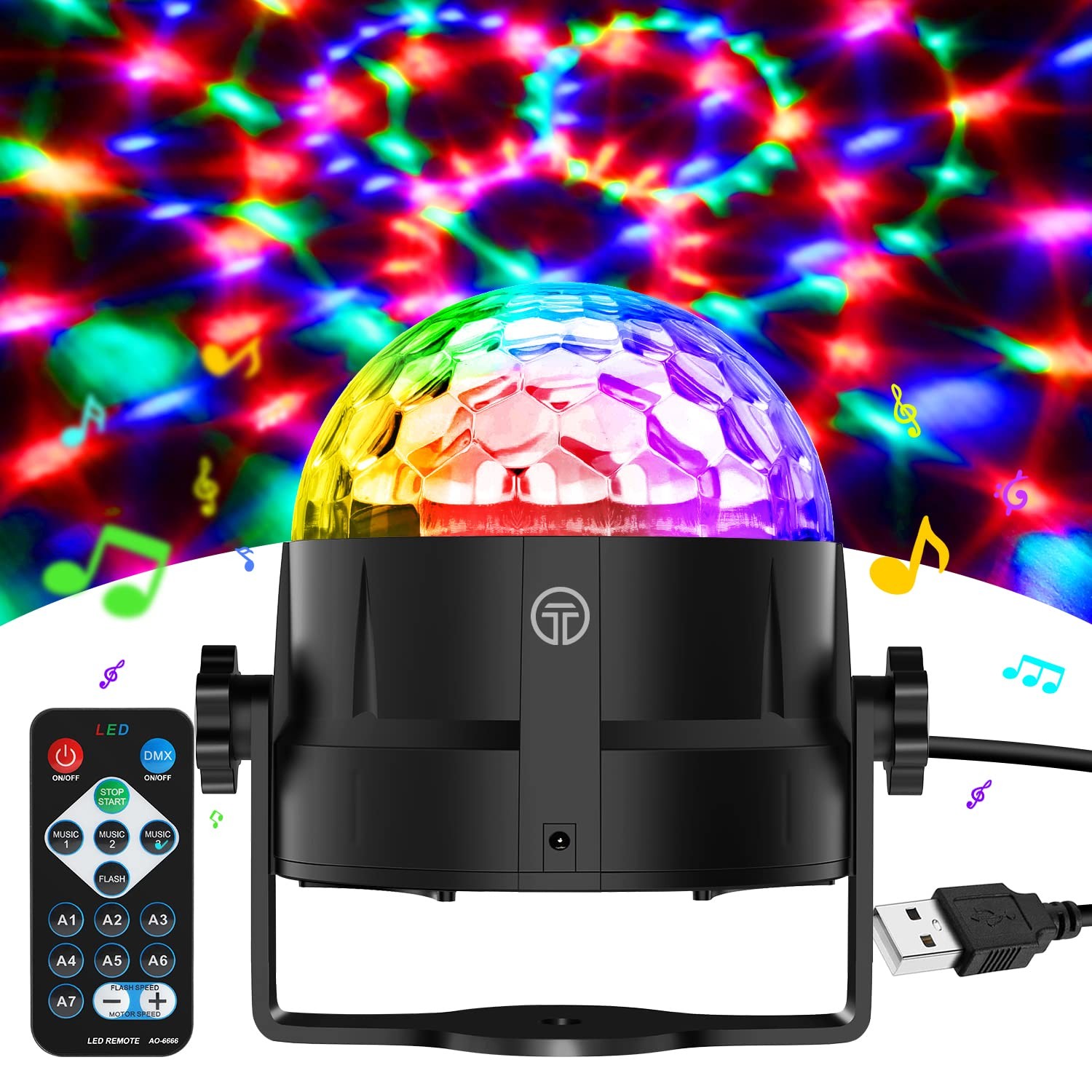 Effetto Luce Strobo Gobikey: 7 Colori RGB Sound Activated Party