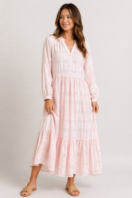 Veronica Beard Sarita Dress Medium Blush Pink Linen Midi Boho NWT