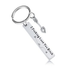 Best Friend Keychain for Women, Stainless Steel Key Chain Engrave I Fking Love