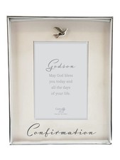 Silver Confirmation Photo Frame Dove Motif - Godson