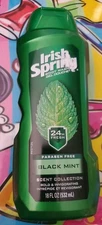 Irish Spring Black Mint Scent Collection Paraben-free 24hr Body Wash 18oz NEW