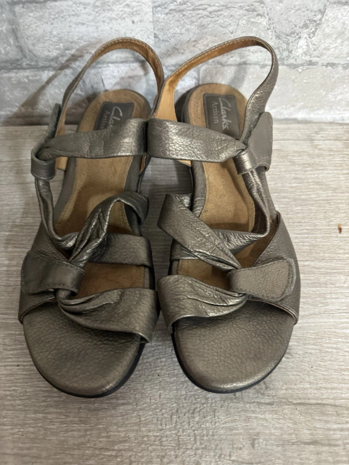 Sandali donna Clarks Artisan pelle bronzo slingback cinturino punta aperta