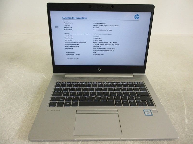 HP EliteBook 830 G6 Core i5-8365U 1.60GHz 16GB RAM No HD No Power Adapter