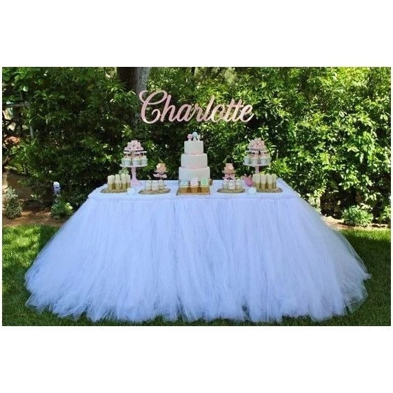 Jupe de Table en Tulle Blanc 1 mètre x 80 cm - Photo 1/3
