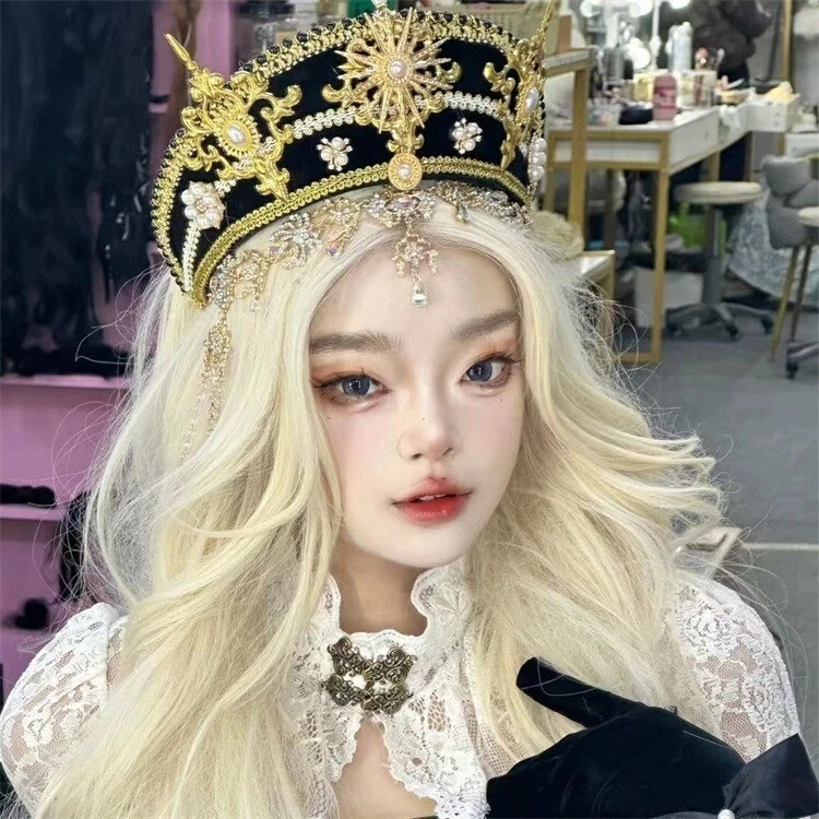 Mujer Renacimiento Tudor Tocado Real Francés Capucha Corona Tiara con Cadena Foto 3 de 4