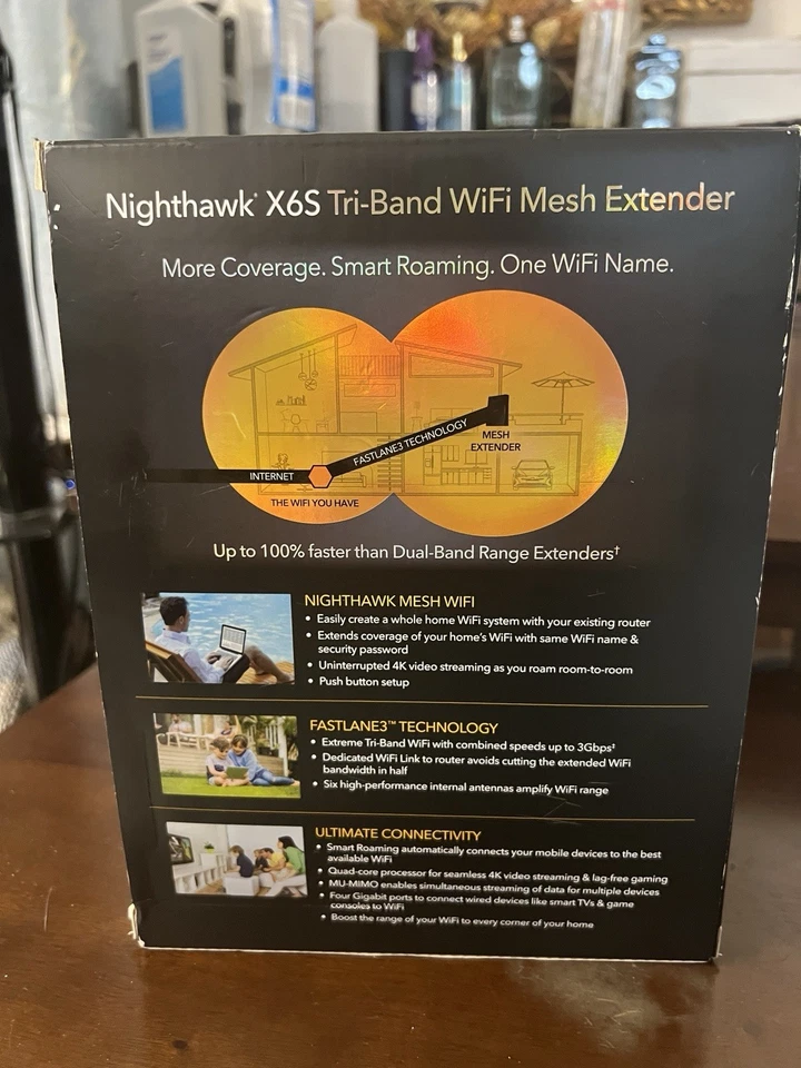 Netgear Nighthawk X6S AC3000 EX8000 Tri-Band WiFi Range Extended W/ Power Cord - Image 3 of 4