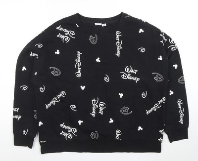 Disney Damen Sweatshirt schwarz L Walt Disney Logo Print Rundhals