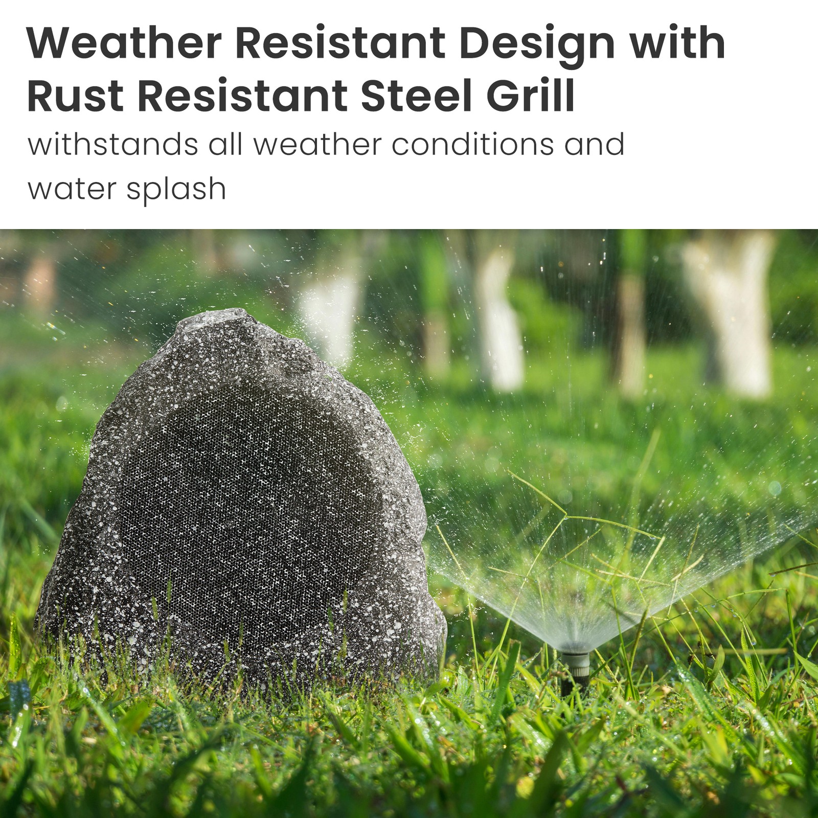 Theater Solutions Outdoor Granite Rock 2 Speaker Set with 6.5" Woofers Yard Spa