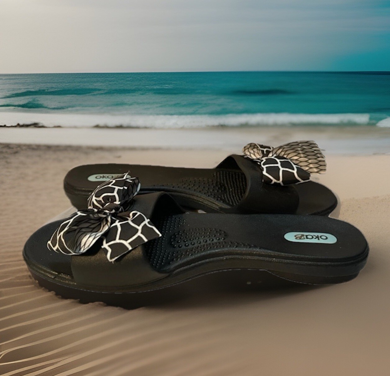 Okab B lotto di sandali slip on donna M (6 5 7 5) con fiocco a pois casual comodi