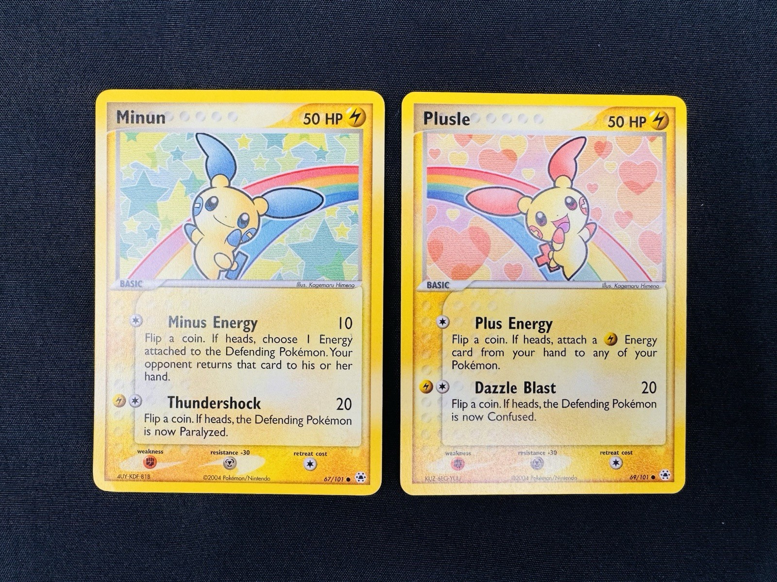2004 POKEMON EX HIDDEN LEGENDS MINUN 67/101 PLUSLE 69/101 CONNECTED ART ⭐️ LP ⭐️