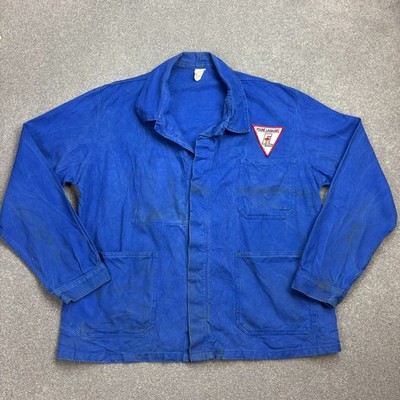 Französische Jacke Erwachsene Large blau Vintage Utility Hausarbeit...