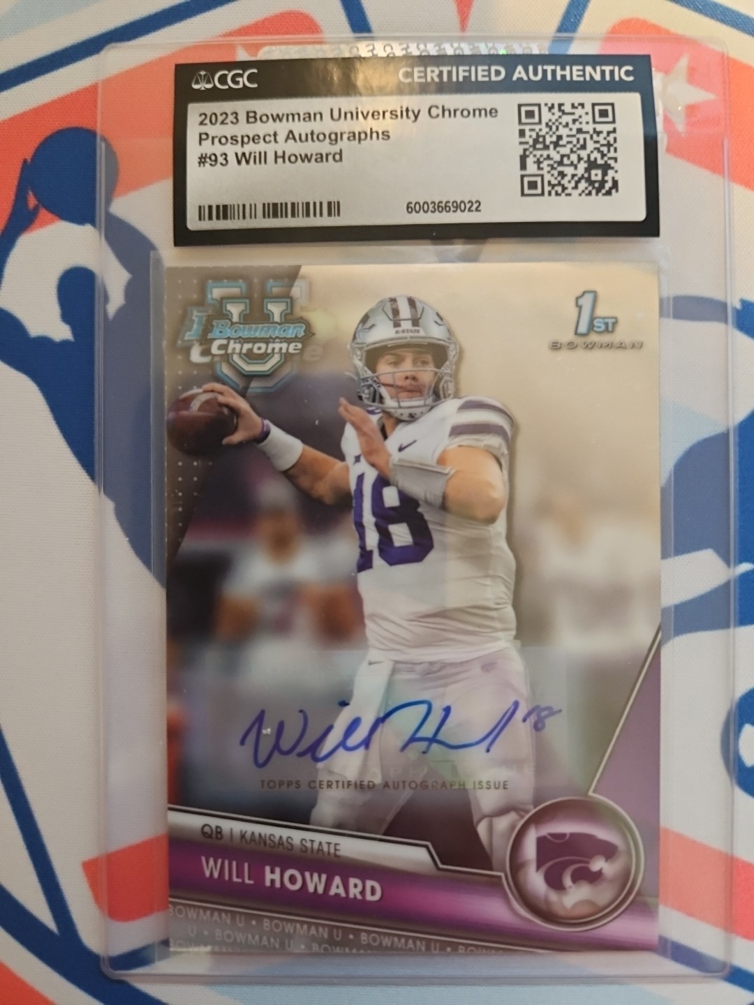 2023 Bowman University Chrome - Chrome Prospect Autographs Will Howard #93 (AU,