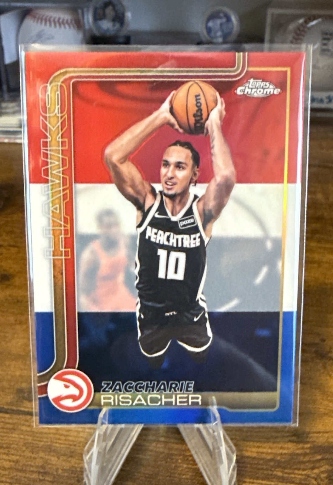 2025-26 Topps Chrome - Zaccharie Risacher #2 Red White & Blue Refractor