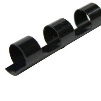 100-Pack 1/4'' Black Plastic Comb Binding Spines 20 Sheet Capacity 13014
