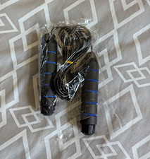 Jump Rope Skipping Rope Black & Blue Foam Handles Home Gym Training