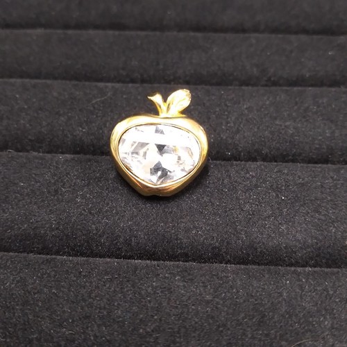 Swarovski Swan Gold Tone Clear Crystal Apple Pin Brooch