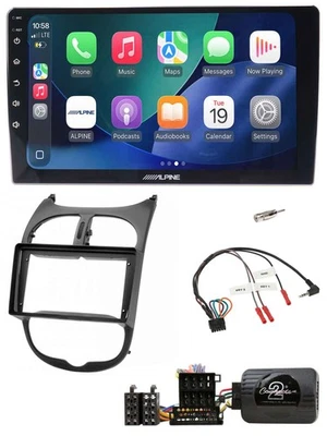 Alpine MP3 Lenkrad Bluetooth 9 Zoll USB Autoradio für Peugeot 206 1998-2001 - Bild 1 von 4