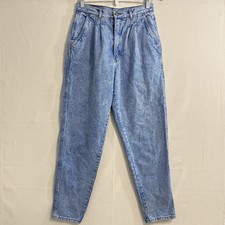 Vintage BILL BLASS High Waisted Size 12 Mom Jeans Denim 80 s Tapered Light Wash