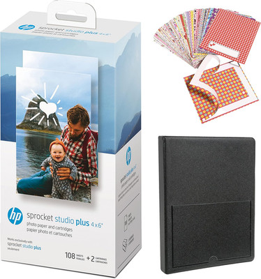 Sprocket Studio plus 4 X 6  Photo Paper and Cartridges Starter Bundle: Includes