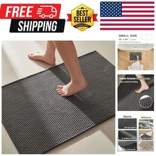 Stylish Non-Slip Bathroom Rug, 16"x24" Super Absorbent Chenille in Dark Grey