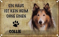 Blechschild 12X18 Cm Collie Hund Tier Haustier Deko Geschenk Metall Schild