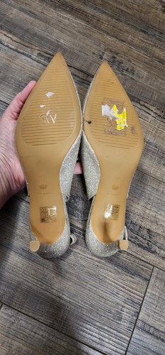 Stuart Weitzman Linsi 75 Slingback Pump in Glitter Platino Size 8.5 Box37 - Picture 5 of 9