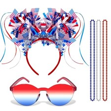 4th of July Headband for Women Girls, Red White and Blue Headband American