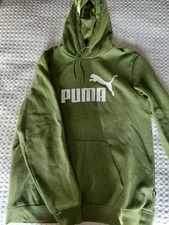 Mens Large Green PUMA Hoodie Pullover Sweatshirt
