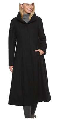 Women's Gallery Fit & Flare Long Wool-Blend Coat Color Black | eBay Women's Gallery Fit & Flare Long Wool-Blend Coat Color Black | eBay