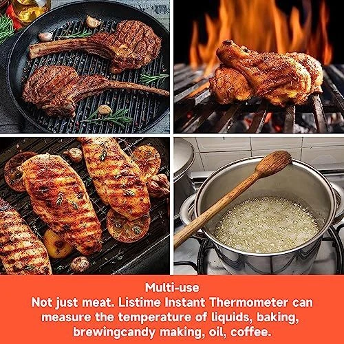 Meat Thermometer for Grill,Cooking and BBQ.Waterproof Instant Read Black/Silver