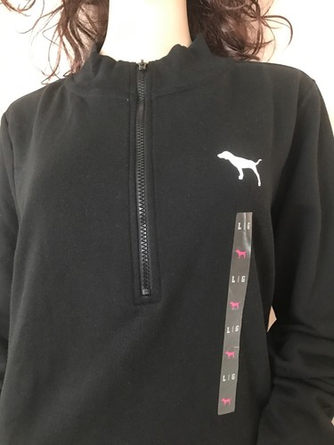 Victoria's Secret PINK High Low Half Zip Pullover Sweatshirt Logo Band LARGE - Picture 5 of 12