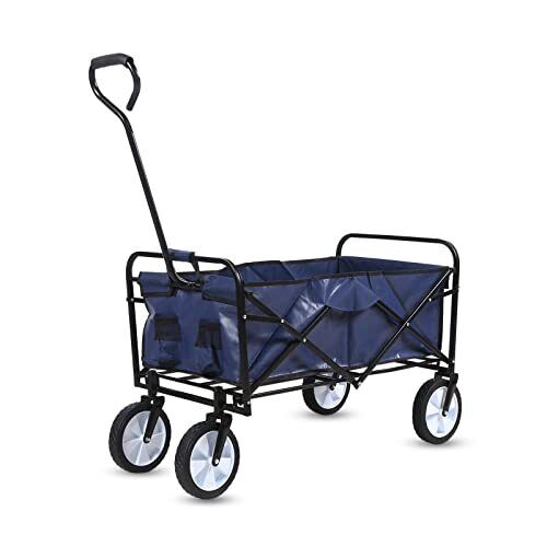 Rolling Collapsible Garden Cart Camping Wagon With 360 Degree Swivel Wheels & Ad