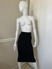ZARA NEW Black Ribbed Viscose Knit Bodycon Pull On Pencil Midi Skirt Sz S NWOT 