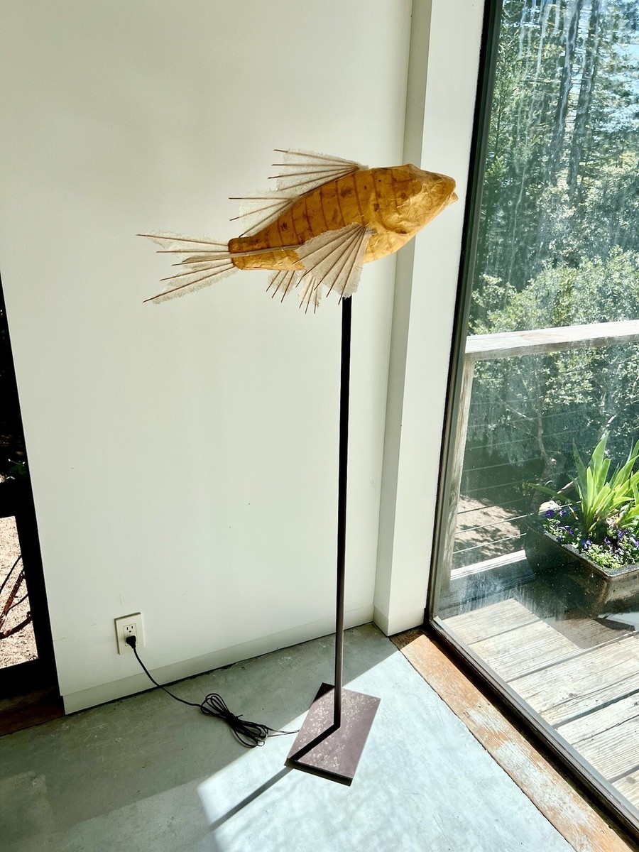 fish ランプ Lara Fisher Koi Paper Lamp Mixed Media Fish Floor Lamp Original