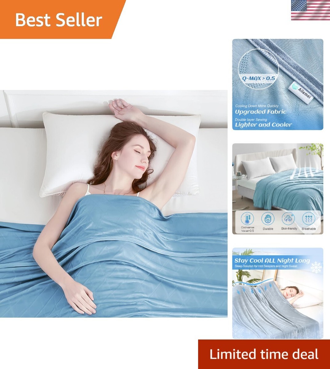 Instant Cooling Jade Fiber Throw Blanket - Lightweight Summer 