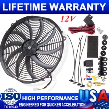 For Spal 16Inch Thermo Fan Skew Blade 12v Puller 3000CFM REVERSIBLE COOLING Kit