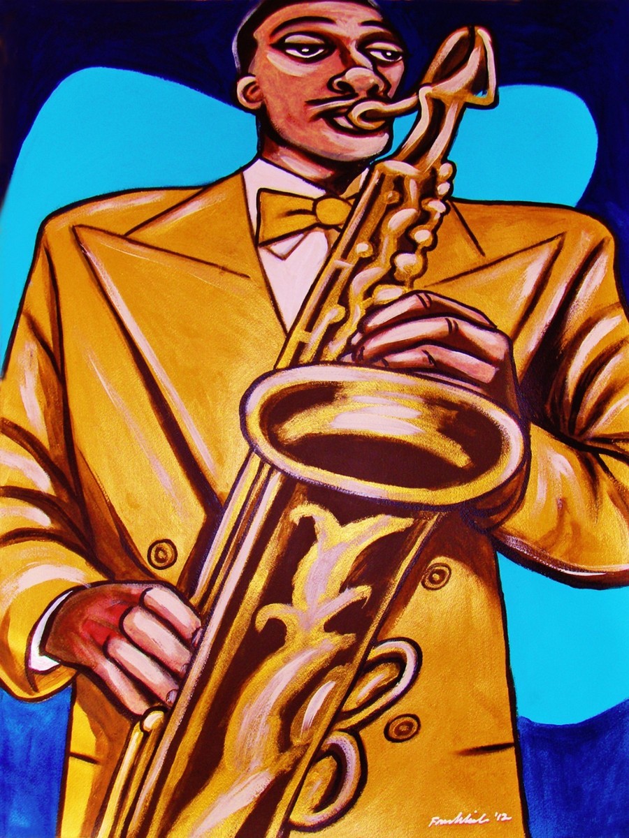 TEDDY EDWARDS PRINT poster blue saxophone mississippi lad sunset