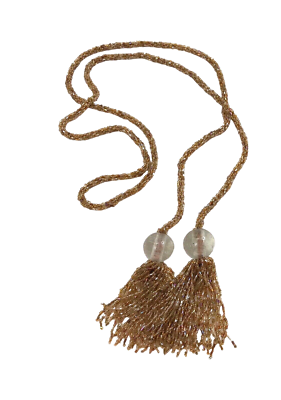 Vintage Tassle beaded belt or Necklace Vintage Wood Bead and Tassel Belt and Necklace For Sale at  main image 3