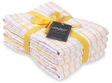  Terry Kitchen Towels | Set of 4 | 20 x 28 Small Grid - 20 x 28 Inches Yellow