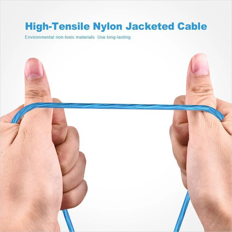 Cable Cargador Micro USB Luz LED FLUJO DE CARAMELO para Samsung LG HTC Nokia Motorola Foto 3 de 4