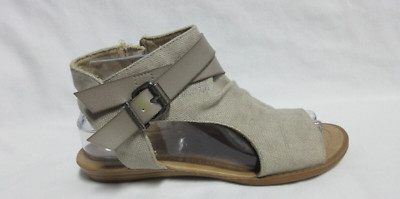 Blowfish Malibu Low Wedge Sandal Beige Desert Sand Gladiator Side Zipper W/ 8