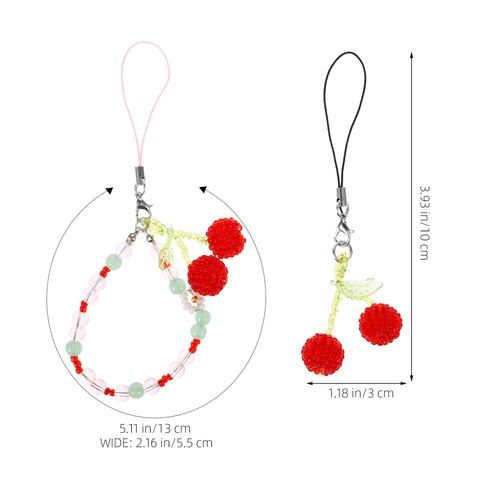 2 Pcs Phone Lanyard Beaded Charms Strap Cell Chain - 第 7/12 張圖片