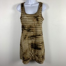 INC Womens Dress sz M Brown Tie Dye Ruffle Sleeveless Y2K Clubwear Soft Grunge