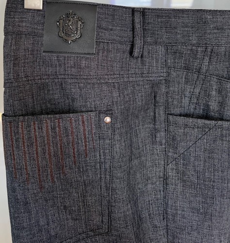 NEW! Italian Black and Blue Men "s Cotton Dress Pants Dark Gray Italy Size 40 - Picture 3 of 5