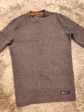 Superdry Regular Men's Academy Textured Crew Neck Jumper, Gray, Sz Small