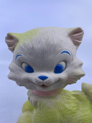 1968 J.L. Prescott Squeaker Cat 7” White & Yellow Vintage | eBay