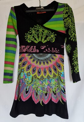 AUTHENTIC DESIGUAL GEOMETRIC ART LOGO COTTON GIRL DRESS SIZE US 11 12 EU 146