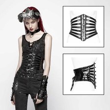 PUNK RAVE Markantes Lack-Korsett mit Killernieten Mieder PVC Spiky Corset GOTHIC